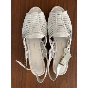 Naturalizer White Huarache Sandals with 1inch Heel & Peek-A-Boo Toe